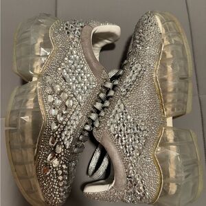 Jimmy Choo crystal embellished sneakers with clear chunky soles EU35